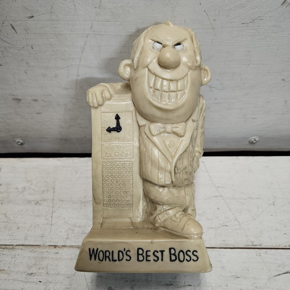 WORLD'S BEST BOSS Vintage 70s Collectible Sillisculpt 6 inch Resin Statue Figure